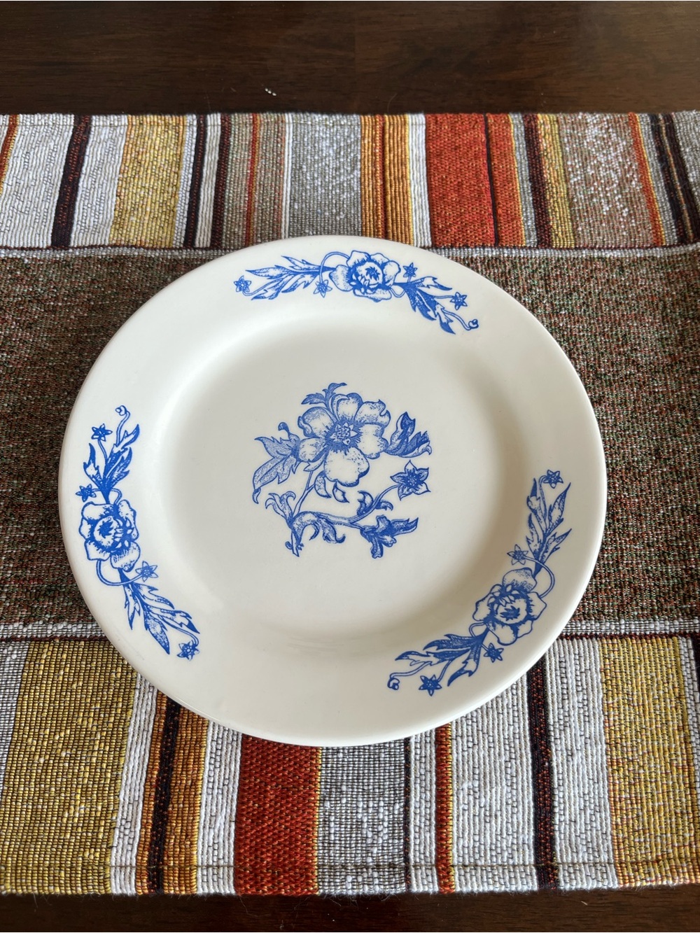 Oxford 7.5 inch Blue Floral Ceramic Dinner Plate - Classic White and Blue